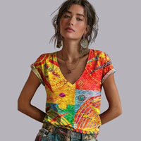 Women Floral T Shirt Short Sleeve Loose Casual Summer Top