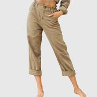 Elastic Waist Cropped Summer Pants