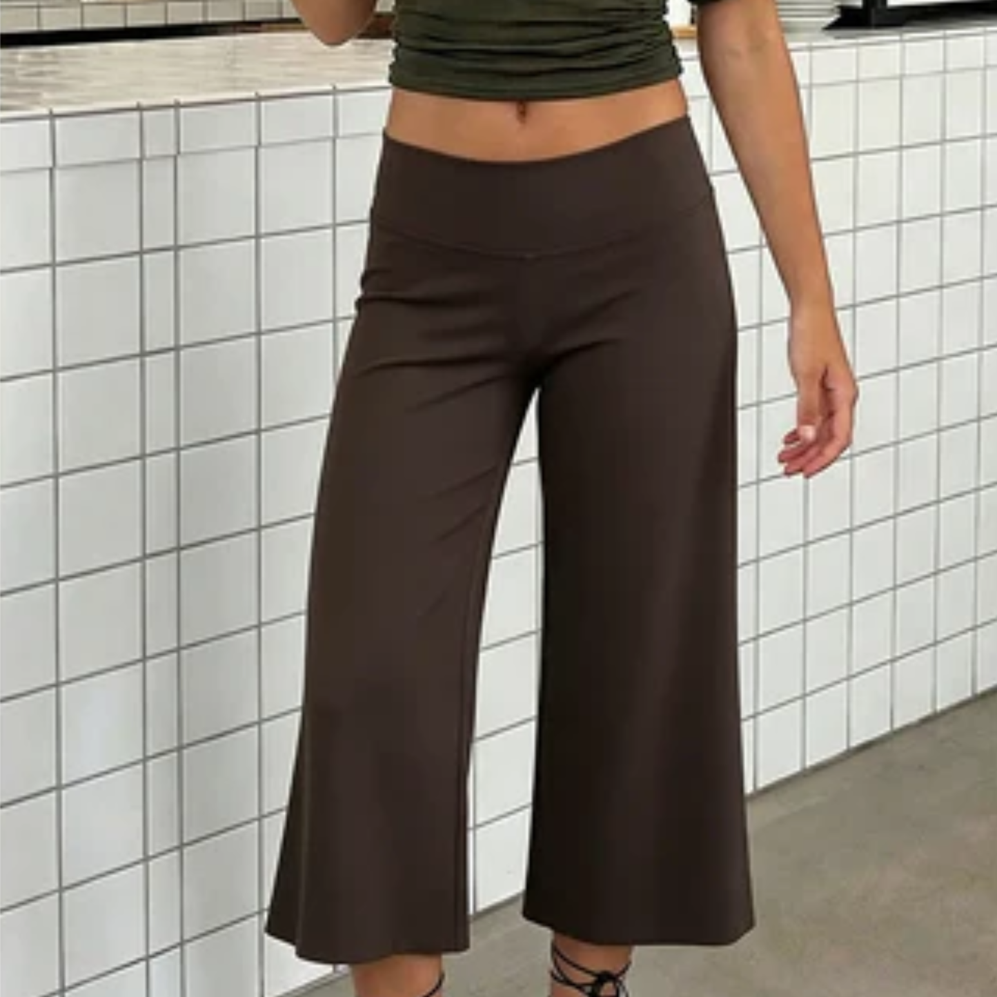 Low Waist Cropped Wide Leg Pants