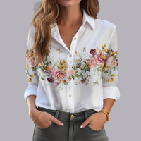 Women Floral Print Blouse Long Sleeve Loose Casual Fit