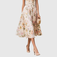 Floral V Neck Pleated Midi Dress