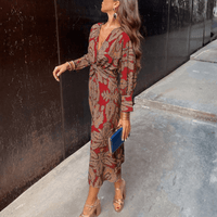 Printed Knot Front Maxi Dress