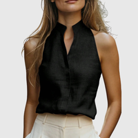 Casual Mock Neck Sleeveless Blouse