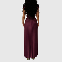 Elegant V Neck Pleated Midi Dress