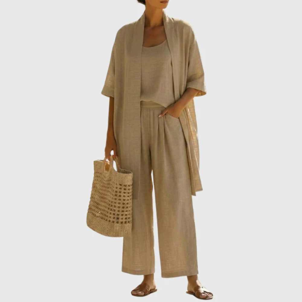 Lightweight Linen Cotton Three Piece Set Relaxed Fit