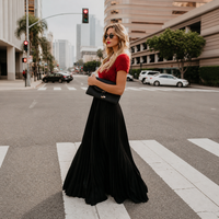 Pleated High Waist Maxi Skirt