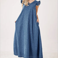 Elegant Denim Maxi Dress
