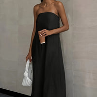 Elegant Linen Strapless Dress