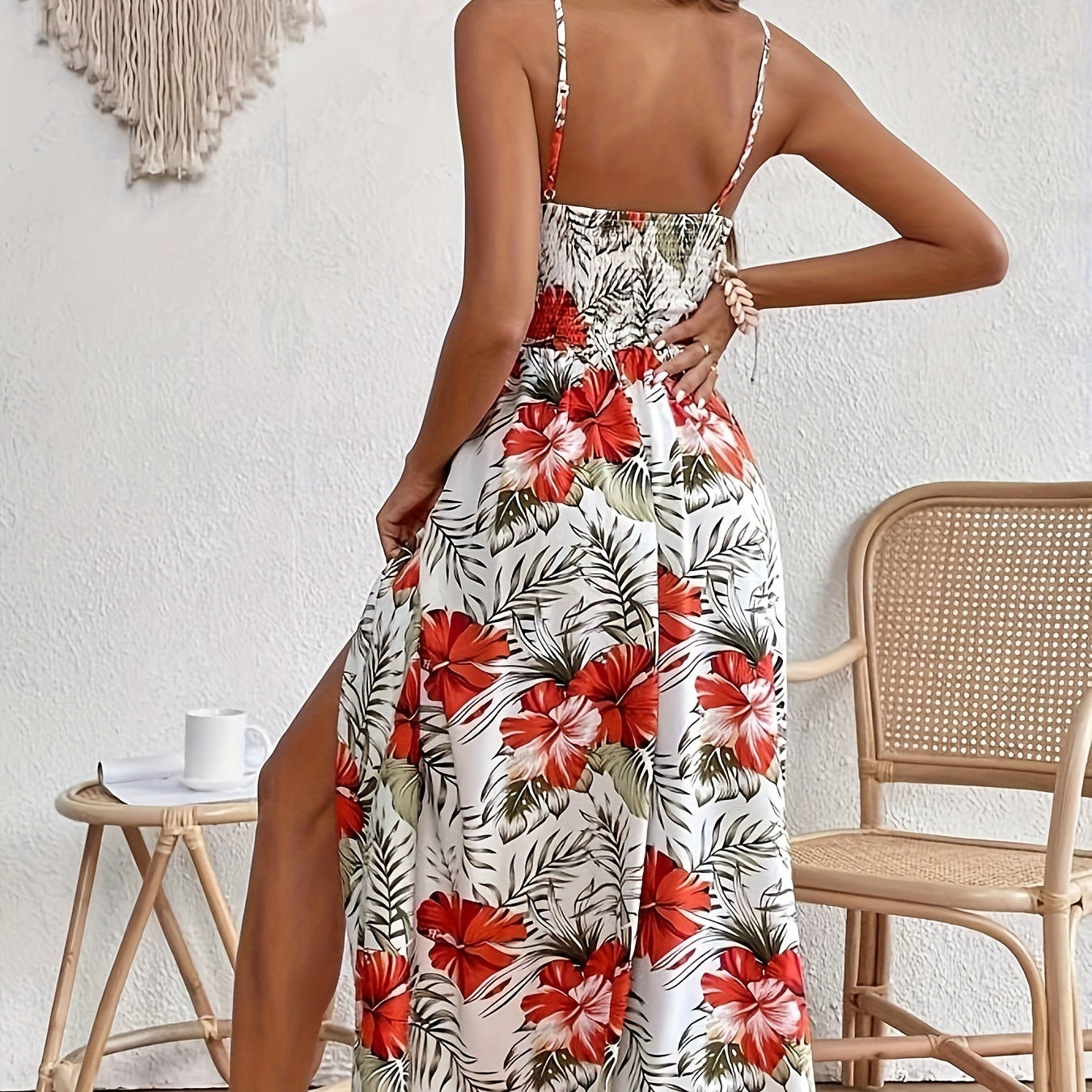 Elegant Floral Split Dress