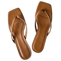 Elegant SquareToe KittenHeelSandals Womens