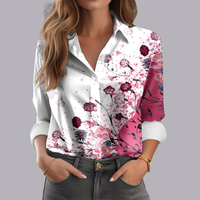 Women Floral Print Blouse Long Sleeve Loose Casual Fit