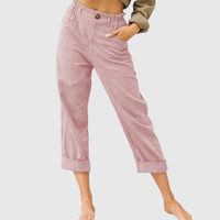 Elastic Waist Cropped Summer Pants