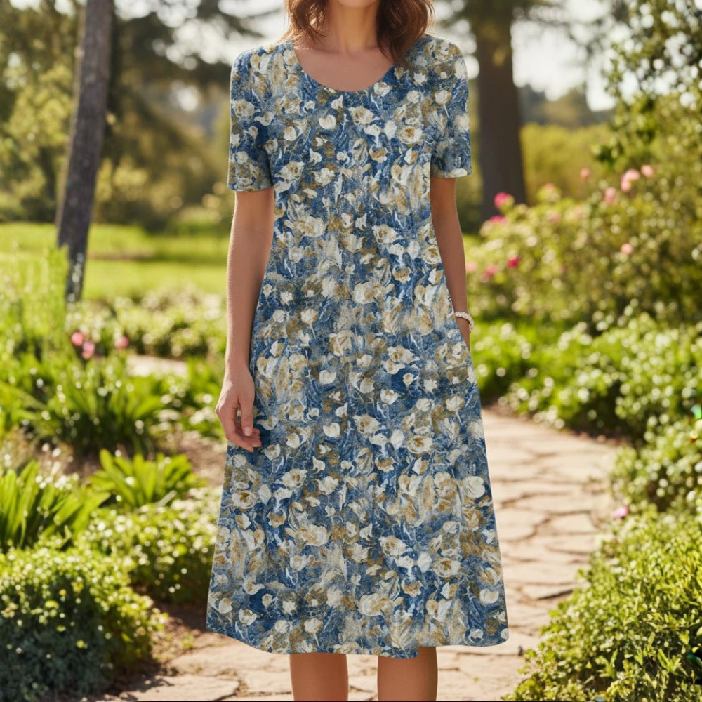 Floral Knee Length Dress With Pockets