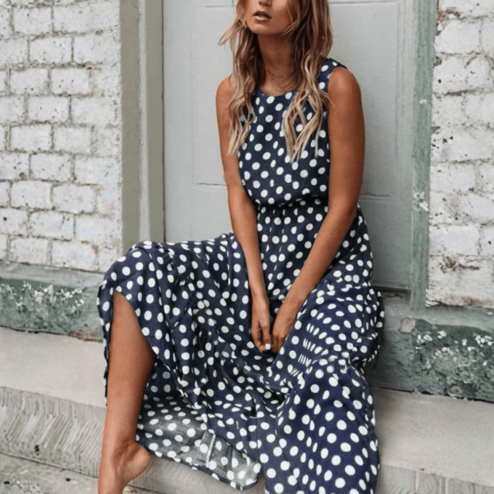 Polka Dot Sleeveless Midi Dress