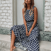Polka Dot Sleeveless Midi Dress