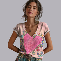 Women Floral T Shirt Short Sleeve Loose Casual Summer Top