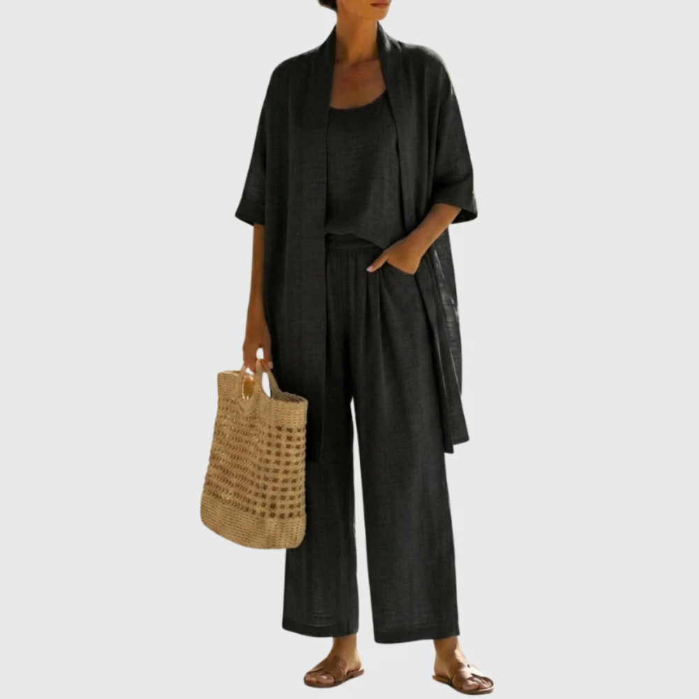Lightweight Linen Cotton Three Piece Set Relaxed Fit