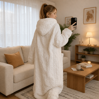 Cozy Hooded Knit Bathrobe With Pockets