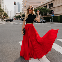 Pleated High Waist Maxi Skirt