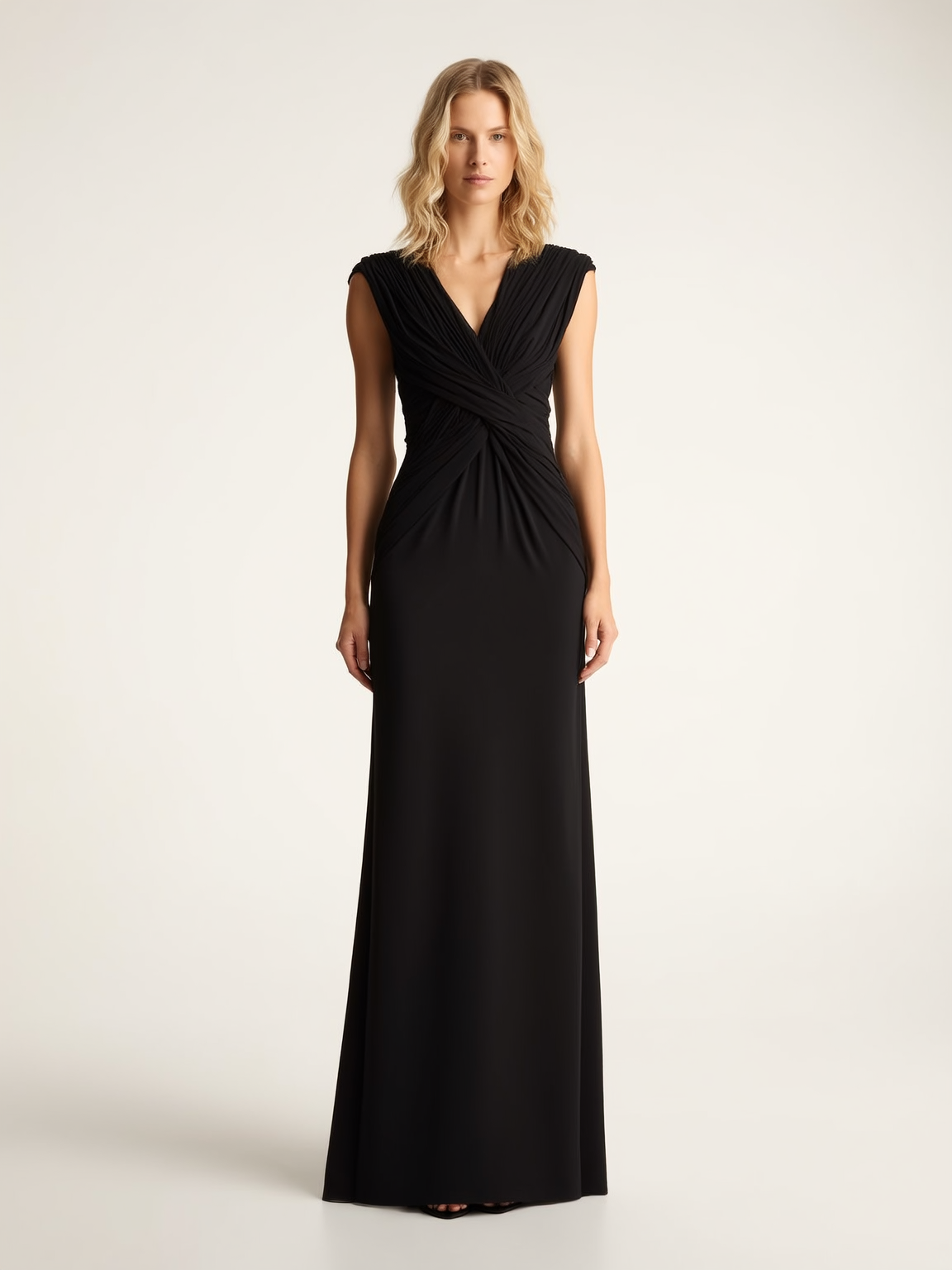 Elegant Formal Maxi Dress | Black / S | front | Bimbloo