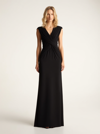 Elegant Formal Maxi Dress | Black / S | front | Bimbloo