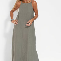 Relaxed Linen Spaghetti Dress