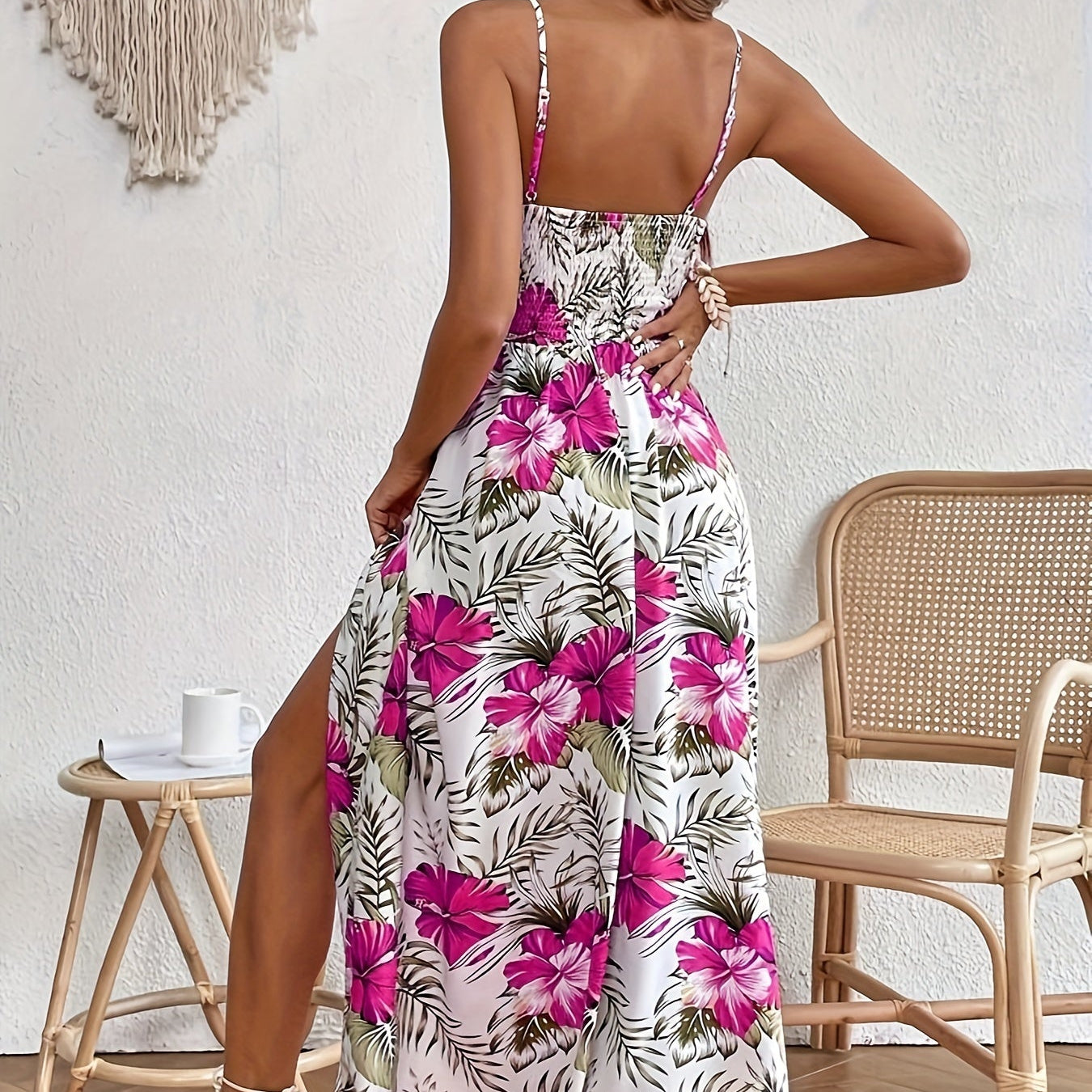 Elegant Floral Split Dress