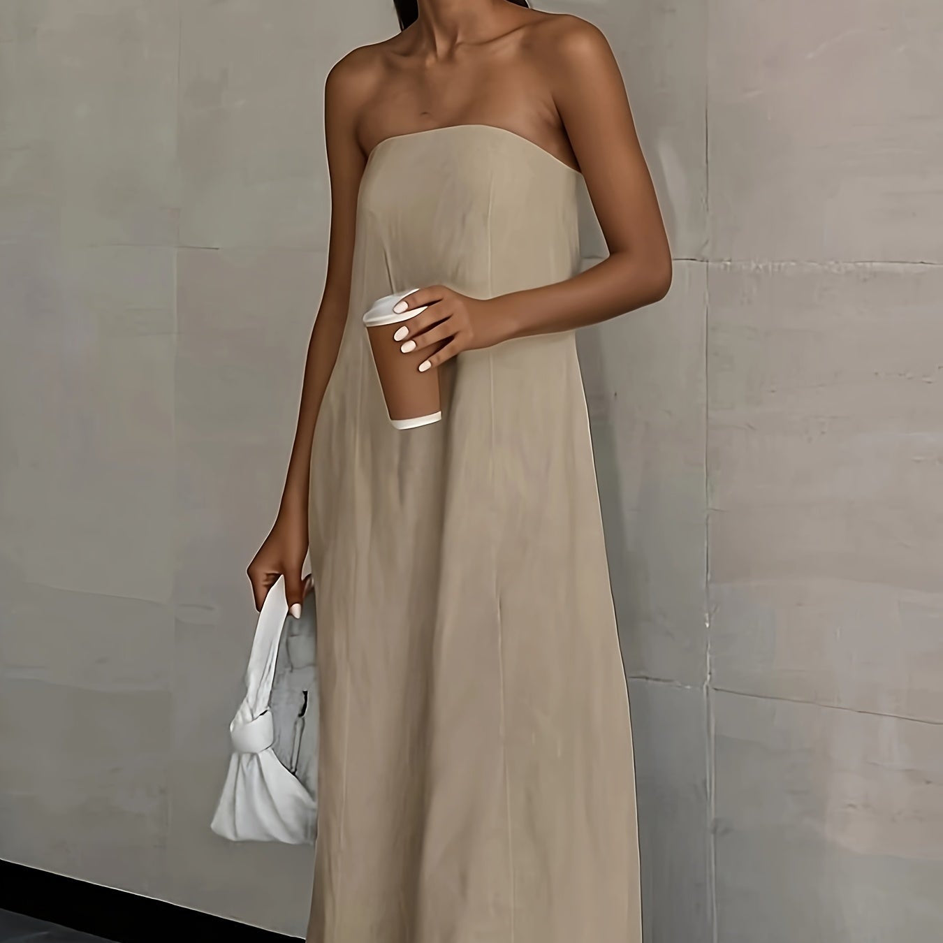 Elegant Linen Strapless Dress
