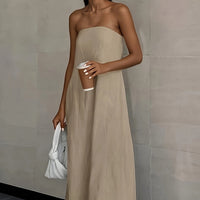 Elegant Linen Strapless Dress