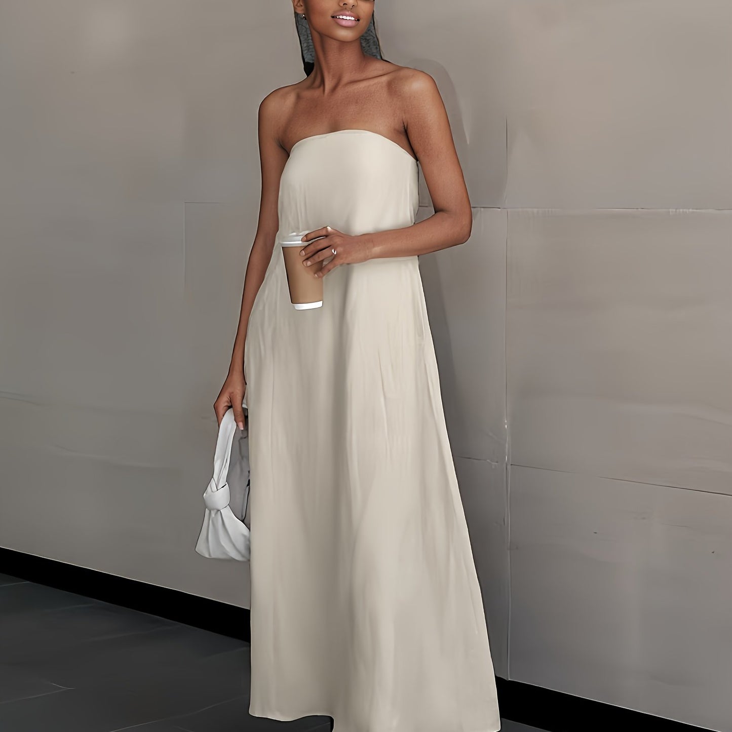 Elegant Linen Strapless Dress