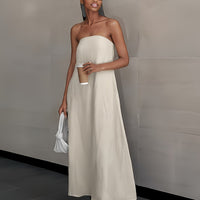 Elegant Linen Strapless Dress
