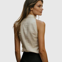 Casual Mock Neck Sleeveless Blouse