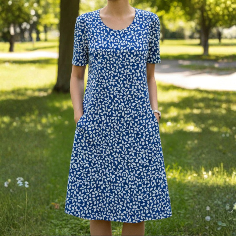 Floral Knee Length Dress With Pockets