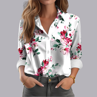 Women Floral Print Blouse Long Sleeve Loose Casual Fit