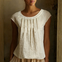 Elegant Linen Round Neck Blouse