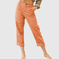 Elastic Waist Cropped Summer Pants