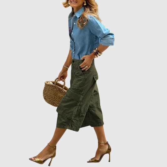 Weit geschnittene Cropped-Sommerhose