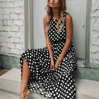 Polka Dot Sleeveless Midi Dress
