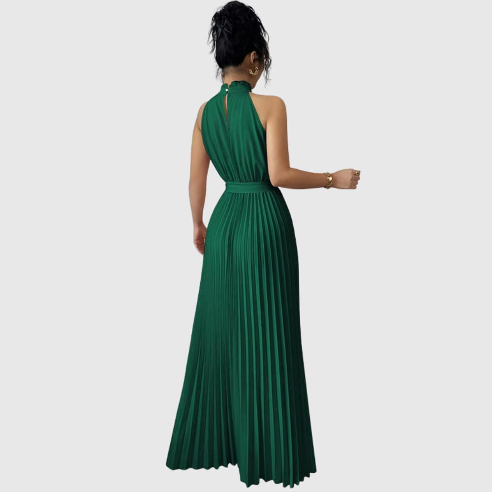 Elegant ærmeløs plisseret midi-kjole