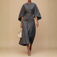 Silk Lantern Sleeve Midi Dress