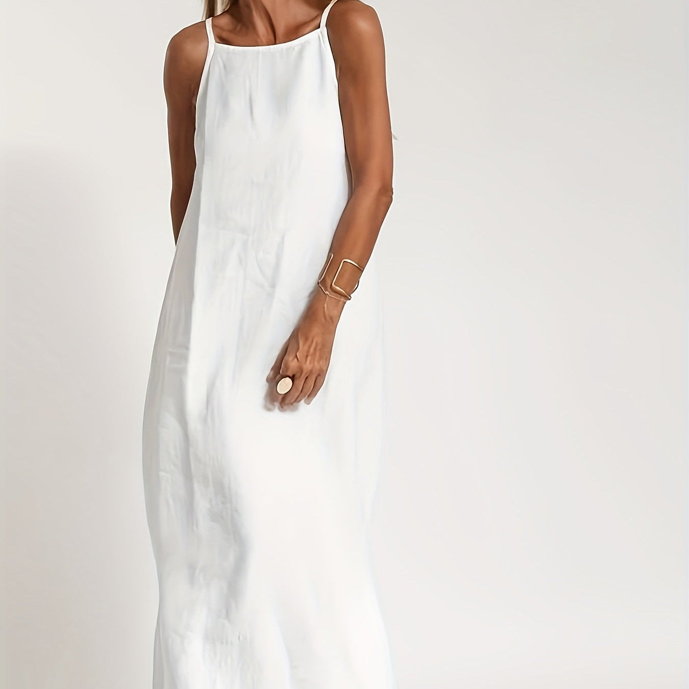 Relaxed Linen Spaghetti Dress