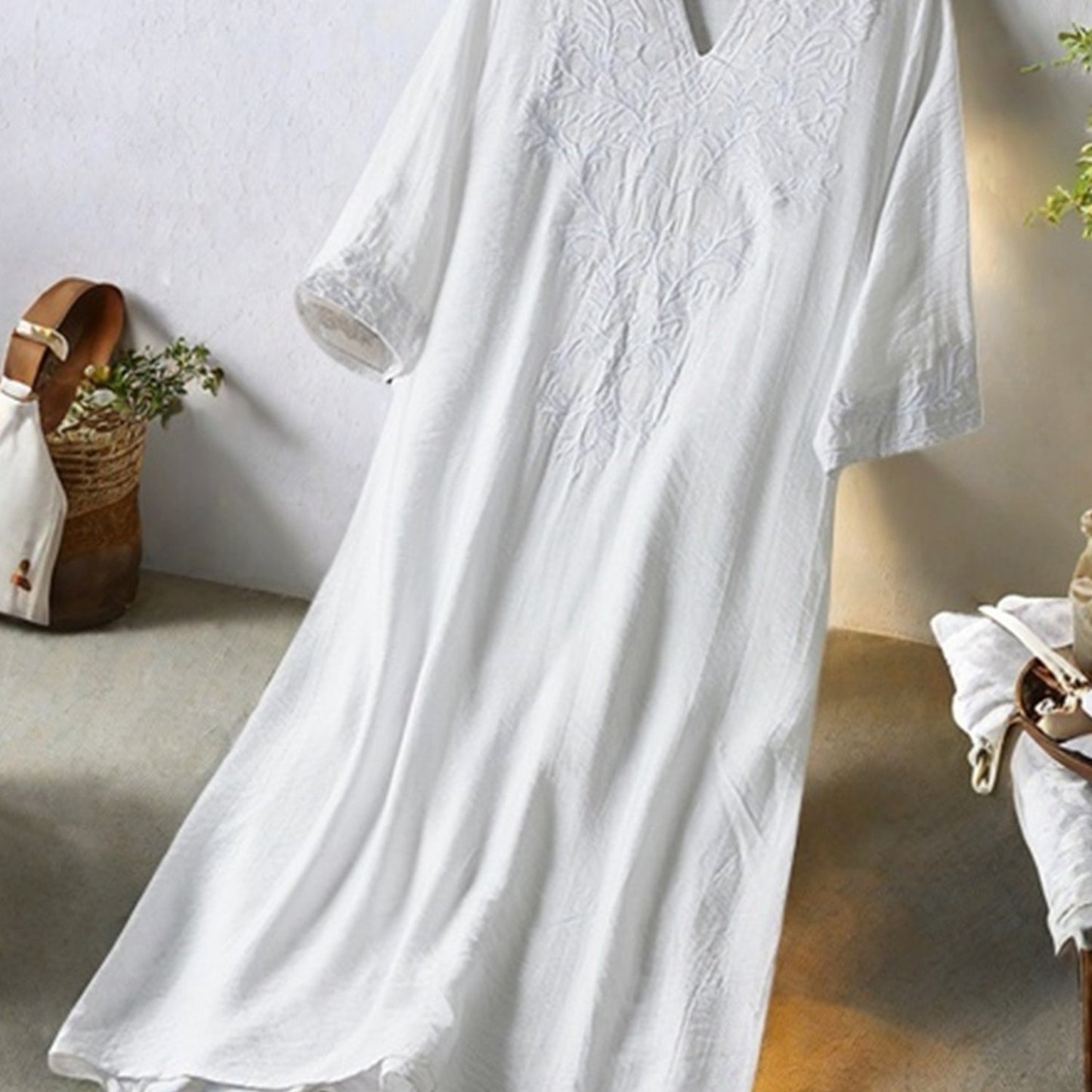 Elegant Linen Midi Dress