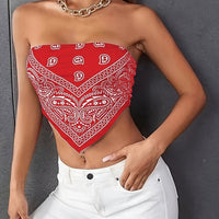 Asymmetrical Paisley Print Bandeau Top