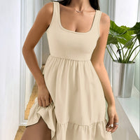 Ruffled Lychee Leaf Off-Shoulder Beach & Resort Dress for Women