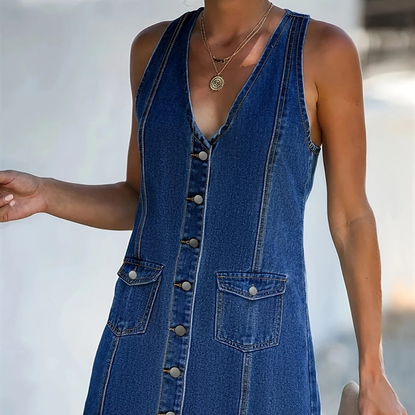 Chic Denim Sleeveless Dress