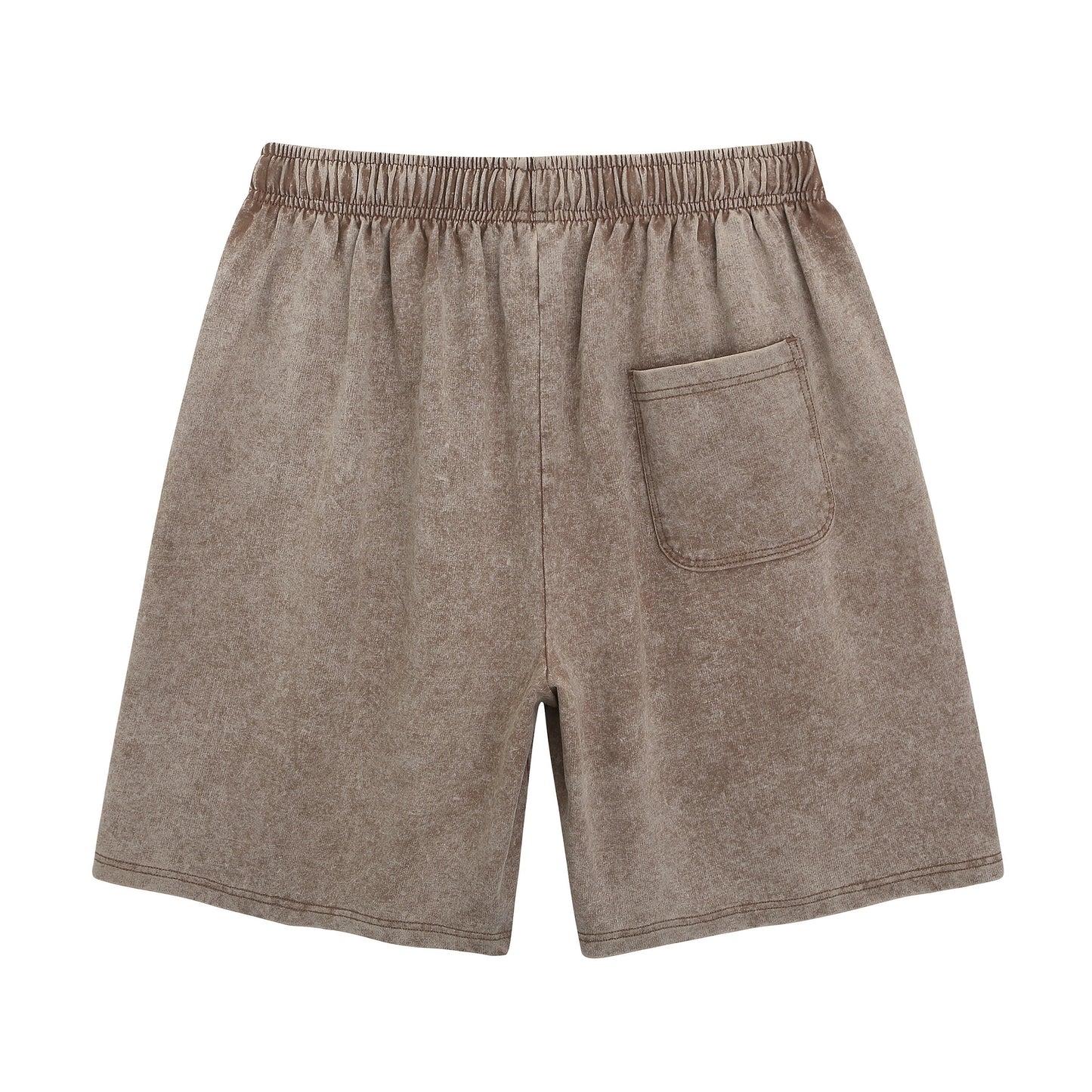 Coffee Brown Cotton Loungewear Shorts Elastic Waist Loose Fit
