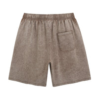 Coffee Brown Cotton Loungewear Shorts Elastic Waist Loose Fit