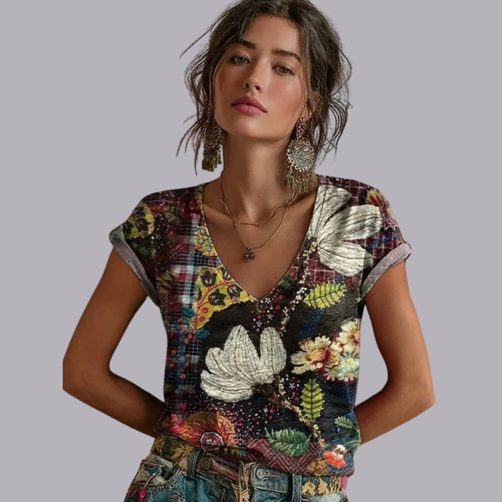 Women Floral T Shirt Short Sleeve Loose Casual Summer Top