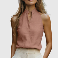 Casual Mock Neck Sleeveless Blouse