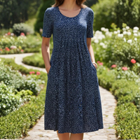 Floral Knee Length Dress With Pockets